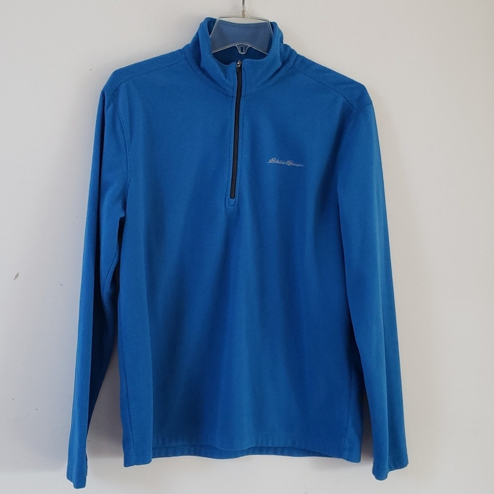 Eddie Bauer Men's Cornflower Blue Quarter Zip Pullover Fleece Sweater, Size M